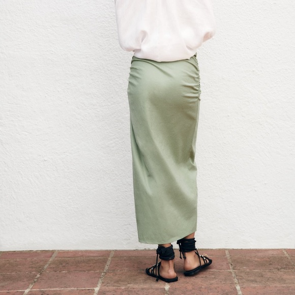 NWT Zara Draped Linen Blend Skirt - Picture 5 of 8